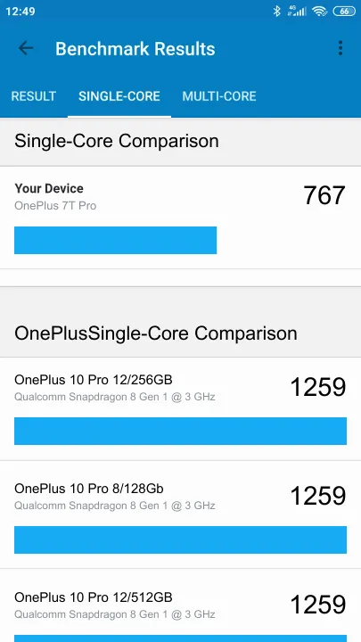 OnePlus 7T Pro Geekbench benchmarkresultat-poäng