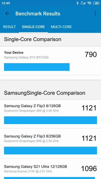 نتائج اختبار Samsung Galaxy S10 8/512Gb Geekbench المعيارية