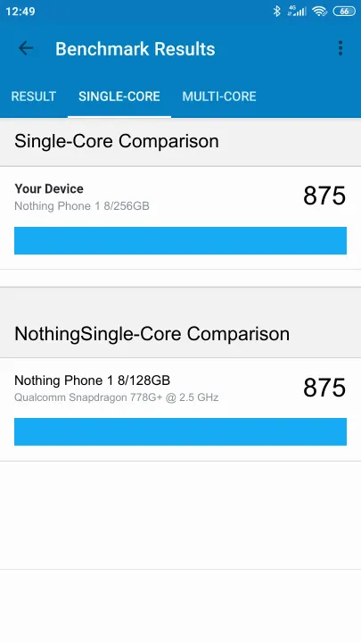 Nothing Phone 1 8/256GB Geekbench benchmark ranking