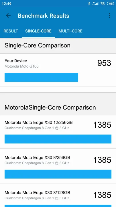 Motorola Moto G100 Geekbench benchmark score results